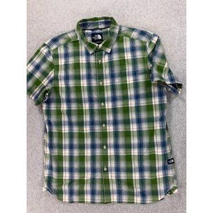 The North‎ Face Cotton Blend Short Sleeve Button Down Shirt (Men's Large) Green